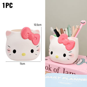 เฮลโลคิตตี้ที่วางปากกา & กล่องเก็บของตั้งโต๊ะน่ารักสำหรับกล่องเก็บเครื่องสำอางอุปกรณ์การเรียน & แปรงของขวัญตกแต่งสำหรับเด็กผู้หญิง