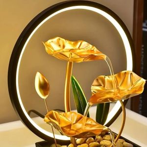 1pc 3-Tier Tabletop Indoor Water Lily Fountain with LED  For Home And Office Decor Beautiful Humidifier Gifts For Friends And Family