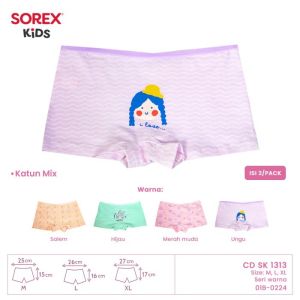 Celana Dalam Boxer Anak Cewek Sorex Kids SK1313 Katun Premium