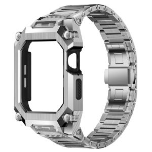 SUPCASE for Apple Watch 9/8/7/6/5/4/SE3/SE2/SE 45/44mm Case with Band Stainless Steel Metal Anti Scratch Rugged Protective Case with Strap Bands for iWatch 9/8/7/6/5/4/SE3/SE2/SE 45/44mm