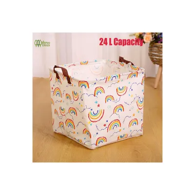 【NEW】 threetrees 24L Multifunctional Toys Storage Basket Large Size Fabric Organizer Bins Storage Box For Toys Books Blocks Beach Sand playing Toys Perfect for Outdoor Play Home Nursery