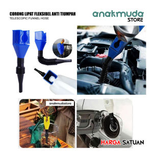 Corong Lipat Portable Teleskopik Elastis Alat Bantu Pengisian Bahan Bakar Bensin Oli Kendaraan Motor Mobil Truk