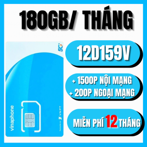 ( FREESHIP ) Sim 5G Vinaphone 12VD149/12D159V Sài Trọn gói 1 Năm Có 6GB/ngày ( 180GB/tháng ) + Miễn Phí Nghe Gọi  Nhắn Tin Thả Ga . FREESHIP - CHƯA KÍCH HOẠT.