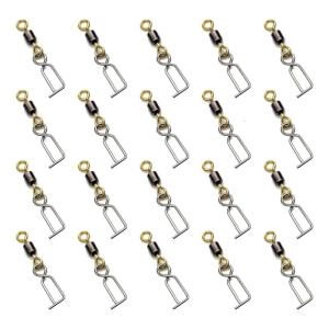 20pcs Fishing Swivels Clip Stainless Fast Lock Clip Swivels for Squid Jig Fast Change Lure Clip Tackle Snap Connector