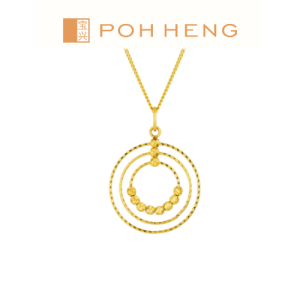 Poh Heng Jewellery 22K Textured Bead Drop Pendant in Yellow Gold[Price By Weight]