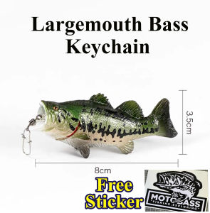 3D Fishing Keychain Pancing Ikan Largemouth Bass Replica Outdoor PVC Decoration Gift Rapala Lure Pro
