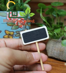 Combo 50 thẻ trụ gỗ name tag chữ nhật dùng ghi tên giống cây trang trí chậu size mini 2x4cm