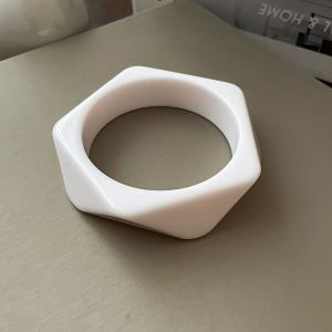 GOXBERK Smudging Vintage Resin Bangle Europe American Style Bohemian Irregular Wide Bracelet Simple Minority Design Retro Hand Ring Women