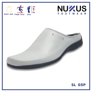 Nukus Sandal Selop Pria Kulit Sapi Asli Putih - SL 03P