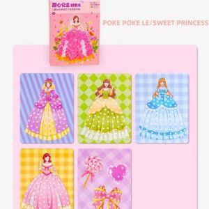 Puzzle Poking Poke Painting Princess Rubbing Toy Watercolor Dress Up Sticker Book Girls Gift