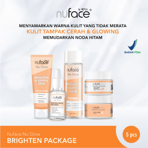 Nuface Nu Glow Brighten & Supple Skin Series | Face Wash Gel | Toner | Serum | Day & Night Cream Paket Skincare Brightening | Nuglow