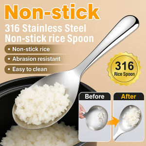 Household Stainless Steel Large Nonstick Canteen Spoon Rice Spoon Rice Serving Scooper Large Dinner Spoon Non-Stick Rice Paddle