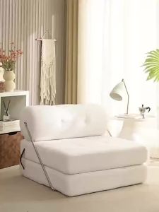 Creamy Taji Sofa Bed Foldable Dual-Use Household Single Lazy Sofa Small Apartment Tofu Block Living Room Balcony Leisure Chair