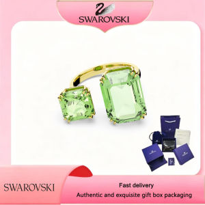 【Official Store】SWAROVSKI New Gold-plated light green gemstone Octagon-cut Millennium cocktail ring The best gifts for your girlfriend or best friend on Valentines Day or birthday