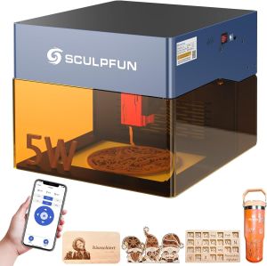 ✨✨EDWARD SCULPFUN iCube Pro Max Laser Engraver with Smoke Filter Enclosed Protective Shield Ultra-thin Laser Engraving Machine 10W