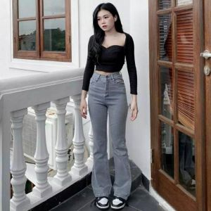Celana Cutbray Jeans Wanita Highwaist Stretch Premium Kekinian Cutbray Panjang Melar Alinacollection