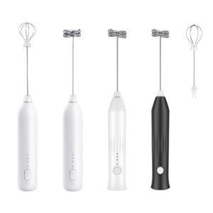 CHARRISSA Handheld Electric Milk Frother Wireless 3 Speeds Control Whisk Egg Beater Portable Stainless Steel Drink Mixer Foamer for Coffee