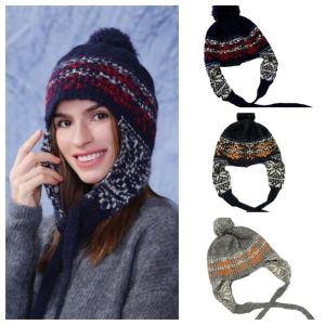 SKINJOY Jacquard Knitted Beanies Caps Weave Y2k Women Wool Cap Casual Coldproof Ear Protection Cap Outdoor