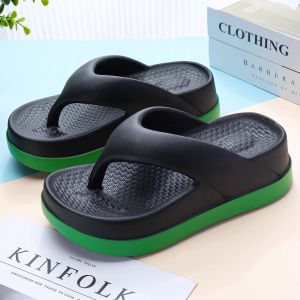 Herringbone slippers for women to wear outside in summer 2024 new anti slip thick sole flip flops for fashionable soft soles and elevated beach sandals