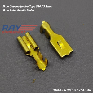TERMINAL SKUN GEPENG CEWEK FEMALE JUMBO 78MM (350) / SKUN KONEKTOR KABEL SOKET BENDIK STATER MOTOR