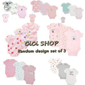 CiCi Baby Girl Set of 3 New Bodysuit Onesie Cotton Infant Jumper Newborn Baby Clothes With Packaging Baby Girl Clothing 3pcs Set Gift Set