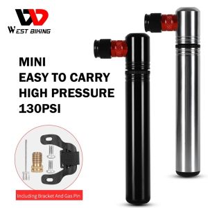 West Biking Mini Bicycle Air Pump Schrader Presta Valve Bike Tire Hand Inflator 160PSI Alloy Bicycle Ball Air Pump