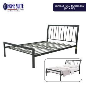 Home Suite Scarlet 54×75 Double Bed with Arched Headboard All-Steel Frame Sand Black Powder-Coated Finish Patented RG Connector Knockdown Split Deck & BS EN 1725 Safety Standard Approved