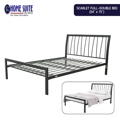 Home Suite Scarlet 54×75 Double Bed with Arched Headboard All-Steel Frame Sand Black Powder-Coated Finish Patented RG Connector Knockdown Split Deck & BS EN 1725 Safety Standard Approved