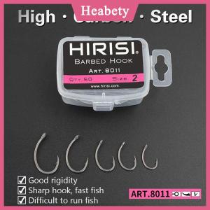 Heabety Hirisi 50 cái móc Teflon đóng hộp móc nhiều loại có gai Móc Câu Cá chép dụng cụ câu cá
