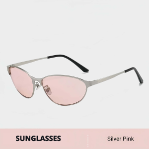 Sunglasses Vintage Cat Eye UV400 Protection High Quality Metal Frame Color Lens Cermin Mata Hitam Untuk Lelaki & Wanita
