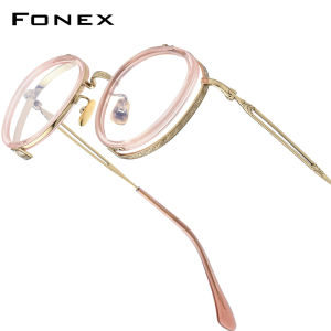 FONEX Acetate Titanium Glasses Frame Men Vintage Oversize Square Eyeglasses Women Spectacles Eyewear E-054