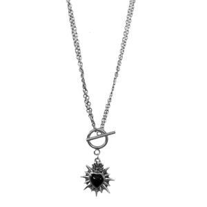 Gothic Heart Spikes Necklace Alloy Punk Lightweight Design Neck Chain Perfect For Bold Fashion Statements
