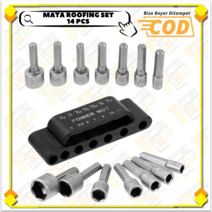 Mata Bor Baut Baja Ringan Kunci Roofing Mata sok magnet 1 set 14 Pcs sampai 12 mm