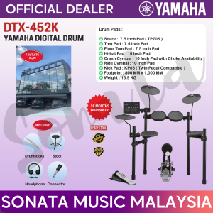 YAMAHA MUSIC ORIGINAL QUALITY DTX-452K DIGITAL DRUM SET KIT HOME PRACTICE - PACKAGE C