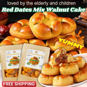 [BUY 5 GET 5] 3F Food Red Dates Mix Walnut Cake - Sweet Natural Breakfast Snack Aids Digestion