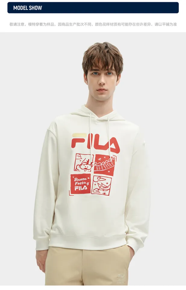 CNY COLLECTION FILA CORE WHITE LINE ORIGINALE Men s Hooded Sweater in Red Lazada Singapore