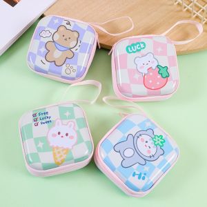 ASRV Charming Flamingo Design Square Coin Purse for Kids Cute Zipper Handbag