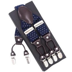 Mens Casual Fashion Leather Suspenders Adjustable High Quality Belt Strap Braces with 6 Clips h260606