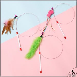 Cat Teaser Pet Cat Puppy Teaser Bell Feather Retractable Stick Rod Funny Interactive Toy