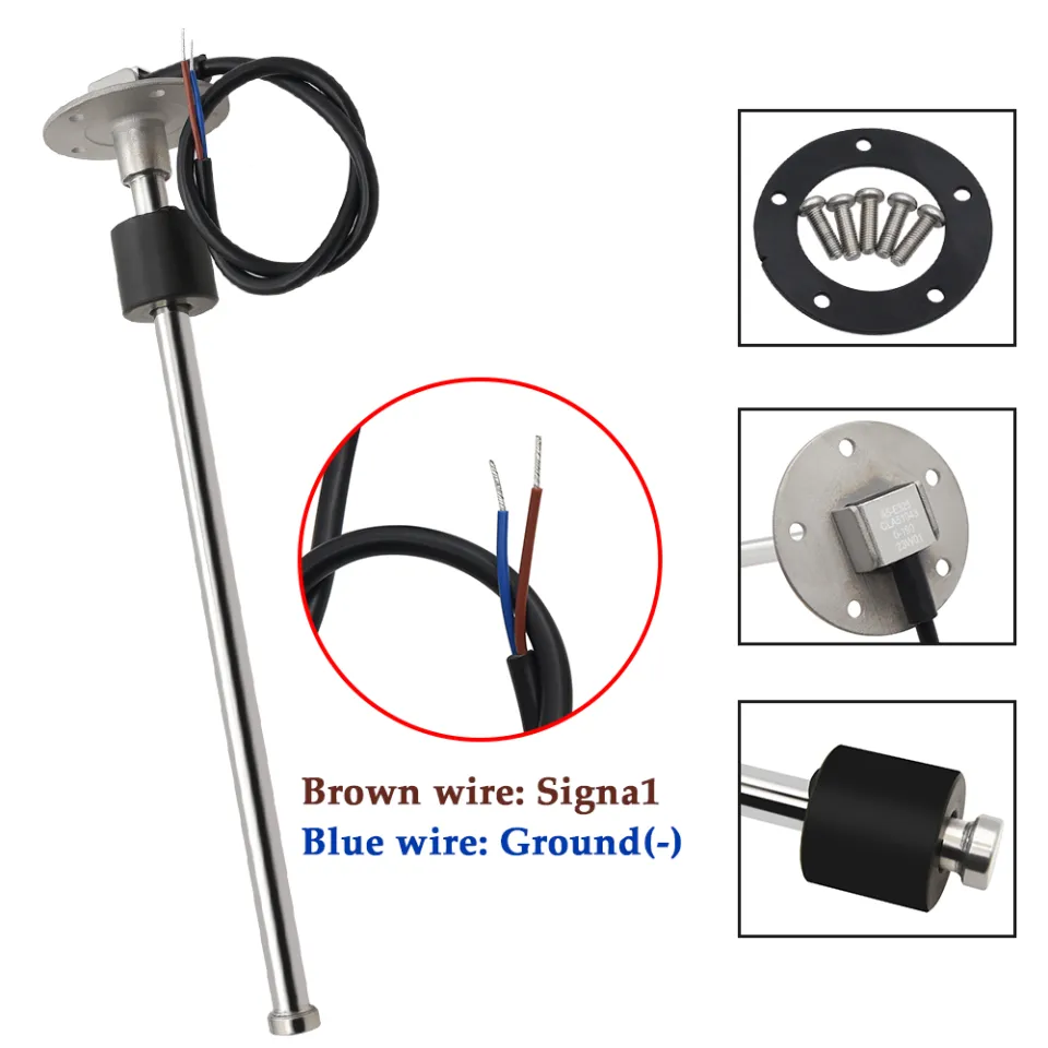 Marine Boat Car Fuel Level Sensor With Indicator Tank Meter 0~190 Ohm 52mm Fuel Gauge For Fuel Sending Unit With 100~600 Mm ,Easy to Install