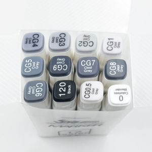【Local delivery】 12 Colors Water-Based Marker Soft Head Double Head Watercolor Paint Pen Color Pen Hand-Painted Set Writing Brush Grey Series Marker Pen