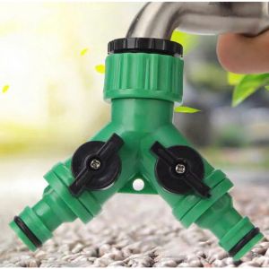Cút Chia Nước 2 Đầu Van Khóa Đầu Chia Vòi Nước 2 Nhánh Dùng Tưới Cây Rửa Xe Tiện Lợi
