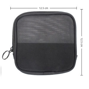 Black Mesh Makeup Bag with Zipper Portable Travel Toiletry Pouch Lightweight Durable Multifunctional Organizer Bag