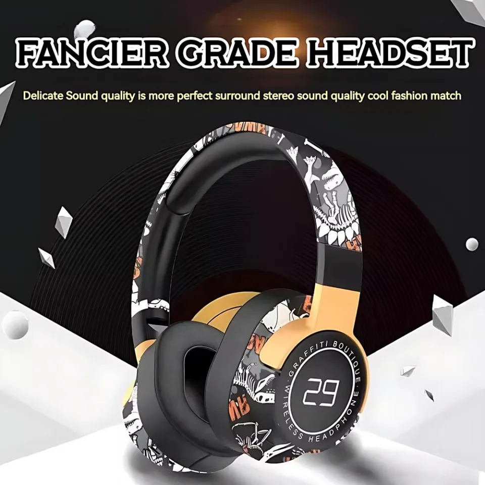 SN-29 Wireless Bluetooth Headphones – Graffiti Design, HiFi Stereo
