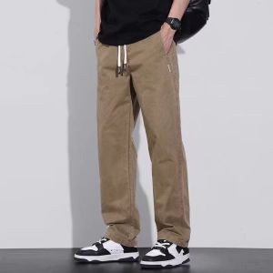 ZITY Mens Plus Size Drawstring Pants Trouser Straight Cut Cargo Pants Cotton Elestic Casual Long Pants