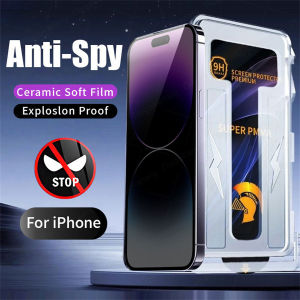 Dễ dàng cài đặt chống nhìn trộm + Matte hoàn toàn bằng gốm kính cường lực cho iPhone 16 Pro Max 16e E 15 Pro Max 14 Pro Max 13 Plus + 12 11 Pro Max XR XS Max Anto không bám bụi phim Miếng dán màn hình chống nhìn trộm mềm oleophobic