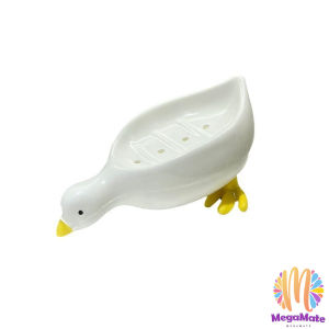 MegaMate ที่วางสบู่ รูปทรงน้องเป็ด ระบายน้ําได้ ของใช้ในห้องน้ำ สีเหลือง สีขาว Soap dish