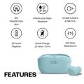 JBL Wave Buds in-Ear Earbuds (TWS) with Mic, App for Customized Extra Bass EQ, 32 Hours Battery and Quick Charge, IP54 Water & Dust Resistance, Ambient Aware & Talk-Thru, Google FastPair (Beige). 