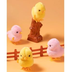 MIRELINA Jumping Chicken Duck Yellow Jumping Chicken Clockwork Toy Plush Simulation Kids Toy Gift Walking Hopping Interactive Toy For Kids 2 To 4 Years