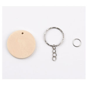 35MM100Pcs Natural Wood Slices Keychain Unfinished Predrilled Log Discs Round Blank Wooden Circles With Key Rings Round Wood Blanks Key Rings
